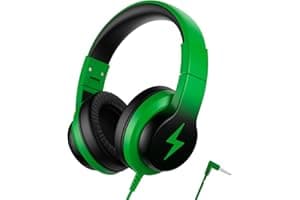 Candy Bila Kids Headphones, Wired Headphones for Kids Over Ear with Microphone, 85/94dB Volume Limiter Headphone for Girls Boys, Foldable Headphone for Learning & Entertainment, Black and Green