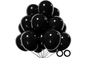 110pcs Black Balloon 12 inch, Black Latex Balloons for Birthday Party Baby Shower Wedding(with 2 Ribbons).