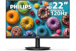 Philips 221V8LB3 22'' Class Thin Full HD Monitor (1920 x 1080), 120Hz with 1ms MPRT for Casual Gaming, Adaptive Sync, LowBlue Mode, VESA Mount, HDMI & VGA, 4-Year Advance Replacement Warranty