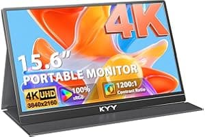 KYY 4K Portable Monitor 15.6" Portable Monitor for Laptop UHD IPS 3840X2160 External Screen with 100% sRGB & HDR Gaming Display for Laptop PS5/4 Xbox Switch with Speakers, VESA Compatible