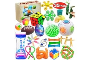 Scientoy Fidget Toy Set, 35 Pcs Sensory Toy for ADD, OCD, Autistic Children, Adults, Anxiety Autism to Stress Relief and Anti Anxiety with Motion Timer, Perfect for Classroom Reward with Gift Box