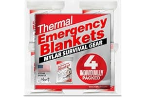 Emergency Blanket 4-Pack Space Mylar Blankets Survival Gear and Supplies Reusable Thermal Camping Hunting Essentials First Aid Car Backpacking Marathon Kit Prepper Go Rave Bug Out Bag Foil Cold Winter