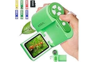 Hideal HP20 IPS Microscope for Kids: [3-in-1] [Easy and Fun] 2" Portable Handheld Microscope Miniscope, Pocket Mini Scope Educational Science Kit, Christmas Birthday Gifts for Kids, 32GB, Green